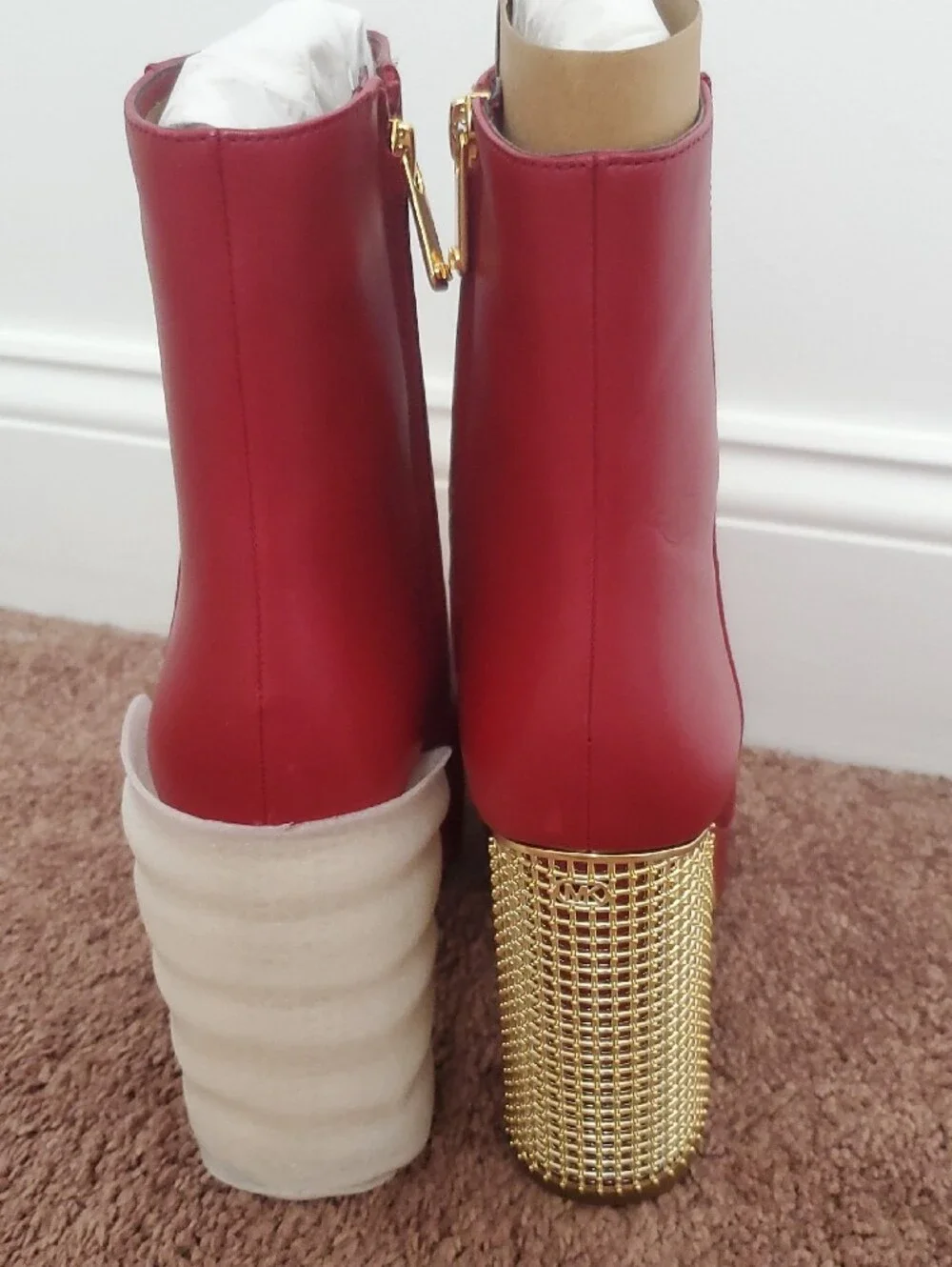 MICHAEL Michael Kors Red Maxine Platform Ankle Boots